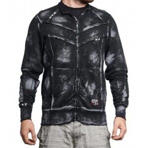 Mens Affliction XL Live Fast Heathered Black Y2K Full Zip Jacket USA y2k Grunge